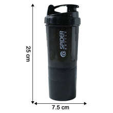Size comparison showing compact 500ml protein shaker bottle