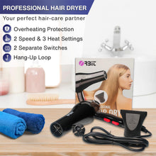 Compact hair dryer with hot and cold air settings for styling