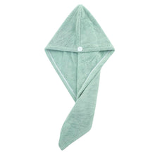 Soft microfiber hair drying cap with button and elastic loop lock