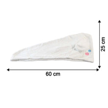 Size chart image for hair drying towel cap