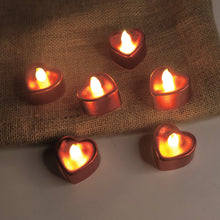 Heart shape LED flameless candle showing glowing effect