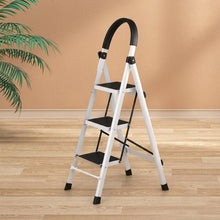 Heavy duty 3 step folding ladder with safety handrail