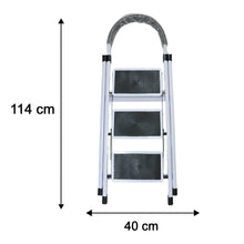 Portable 3 step stool ladder with wide anti slip steps