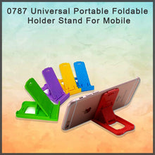 Universal foldable phone holder stand offering portable functionality.