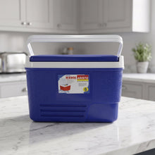 Blue insulated cooler box for hot and cold storage