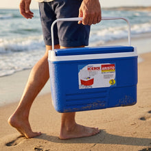Blue travel-ready insulated cooler box perfect for camping and picnics