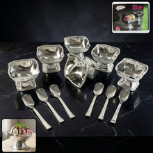 Set of 6 premium stainless steel ice cream cups with spoons