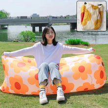 Stylish floral print inflatable outdoor lounger sofa for relaxed seating