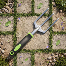 Comfortable grip garden fork for aerating and cultivating soil