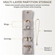 Multi pocket jewellery roll organizer for accessories on the go