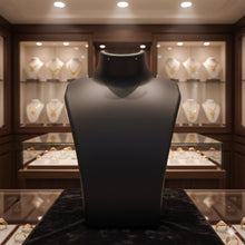 Front view of black mannequin bust necklace display stand highlighting necklaces in India
