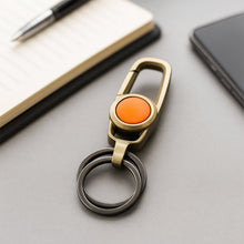 Side view of durable metal keychain carabiner clip hook for secure key holding