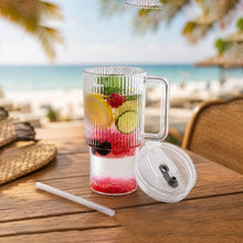 Kids Tumbler 900ml with Handle Lid and Straw Ribbed Water Sipper Cup (1 Pc) view 7