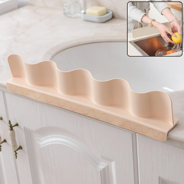 Flexible Kitchen Sink Splash Guard installed to prevent water splashes