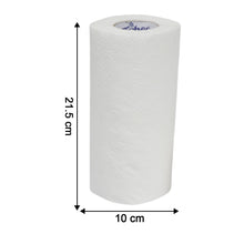 Dimensions of kitchen roll showing 18 cm by 18 cm sheet size