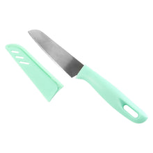 Kitchen knife with sharp stainless steel blade and soft grip ergonomic handle