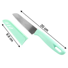 Side view of kitchen knife illustrating stainless steel blade and handle design