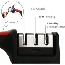 Manual Red & Black Knife Sharpener – 3-Stage Tool for Ceramic & Steel Knives