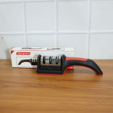 Manual Red & Black Knife Sharpener – 3-Stage Tool for Ceramic & Steel Knives