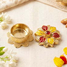 Decorative golden box for religious puja accessories