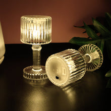 6-piece set of LED crystal effect table lamps emitting warm light