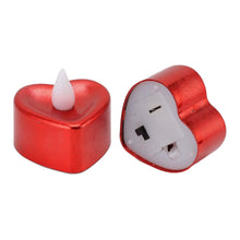 Decorative LED heart shaped tea light candles with flickering warm glow