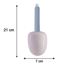 The versatile plastic measuring spoon, ideal for various kitchen ingredients like rice and grains.