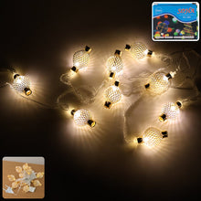 3 meter metal ball LED string light glowing with warm fairy lights