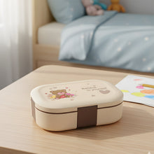 Open kids lunch box displaying two removable stainless steel food compartments