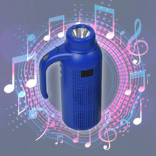 Sleek black portable Bluetooth speaker showcasing its robust design.
