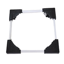 Sturdy machine stand providing raised support for washing machine base