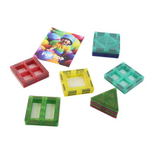 Magneto blocks construction set with transparent colorful magnetic tiles