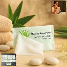 Alcohol-free makeup remover wipes gently removing facial makeup