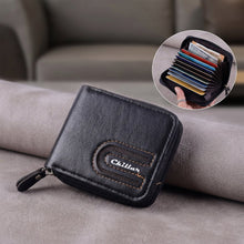 Side perspective of compact zip-around cardholder wallet