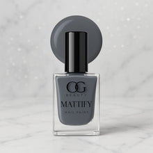 Swatch of long-lasting Calm Grey Matte Nail Polish on skin.