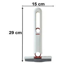 A white and red mini mop with a grey sponge head stands upright, with dimensions 29 cm height and 15 cm width.