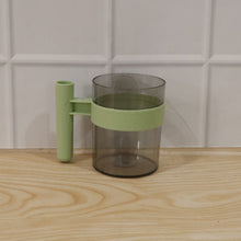 Transparent plastic drinking cup with handle, reusable and easy to clean
