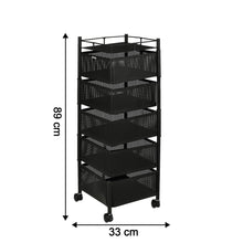 Rolling Kitchen Storage Cart with sturdy metal frame and mesh baskets