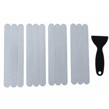 Close-up of textured grip surface on clear bathroom safety strips