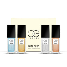Elegantly designed compact perfume bottles included in the unisex fragrance gift set