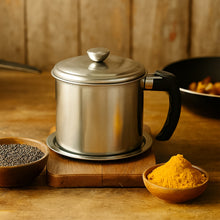 Grease storage pot with fine mesh filter suitable for Indian cooking oils