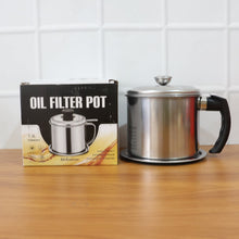 Large 1.3 litre stainless steel oil filter pot with removable strainer