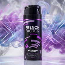 French Factor men's deodorant spray in use