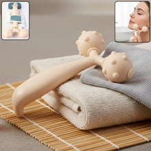 Dual ball facial and body massage roller with ergonomic handle