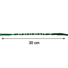 Size view of traditional green beaded rakhi