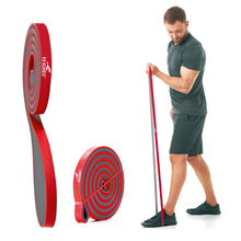 Resistance band stretched for mobility and strength training