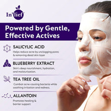 Close-up of Salicylic Acid 1% Sheet Mask ingredients highlighting blueberry extract and peptides