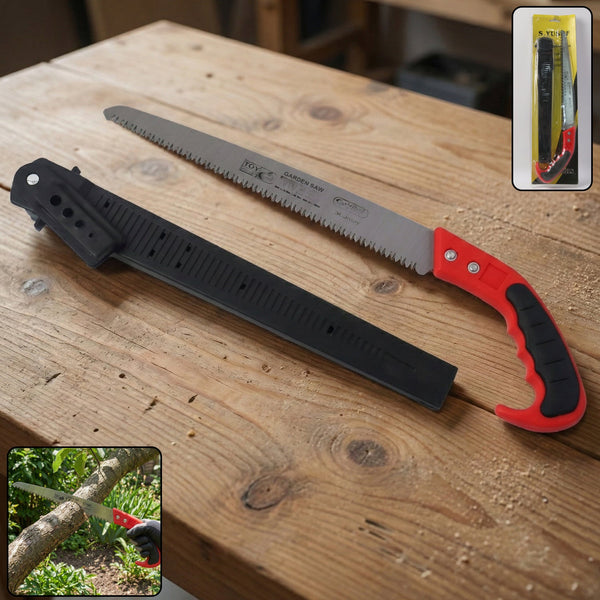 Heavy-duty 300mm garden pruning saw with serrated blade