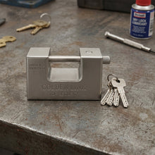 Back view of the waterproof 94mm stainless steel security padlock.