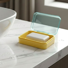 Cartoon smiley soap storage box with transparent lid
